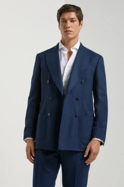 Veste croisée en flanelle bleue - Made in Italy
