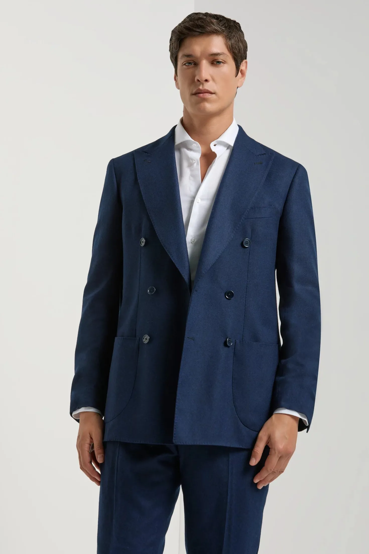 Veste croisée en flanelle bleue - Made in Italy