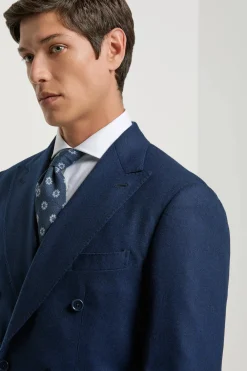 Veste croisée en flanelle bleue - Made in Italy
