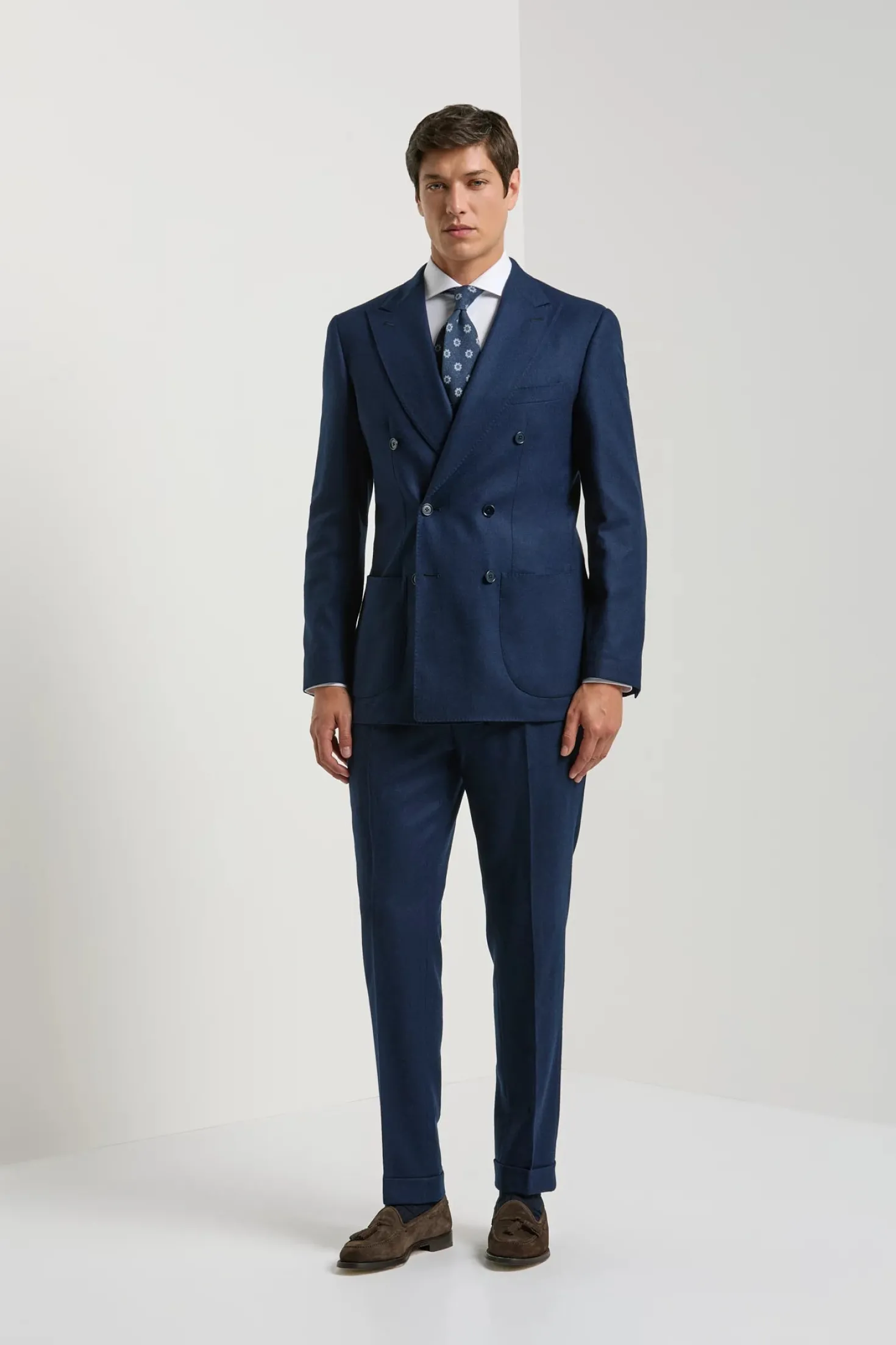Veste croisée en flanelle bleue - Made in Italy