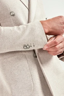 Veste croisée en jersey sable - Made in Italy