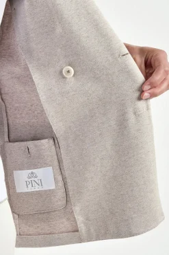 Veste croisée en jersey sable - Made in Italy