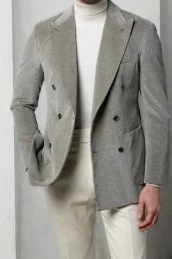 veste croisée en velours côtelé Sauge - Made in Italy