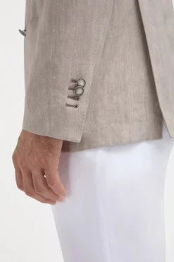 veste croisée taupe à chevrons - Made in Italy