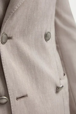 veste croisée taupe à chevrons - Made in Italy