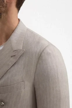 veste croisée taupe à chevrons - Made in Italy