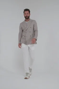 veste croisée taupe à chevrons - Made in Italy