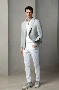 Veste en jersey pied-de-poule gris clair - Made in Italy
