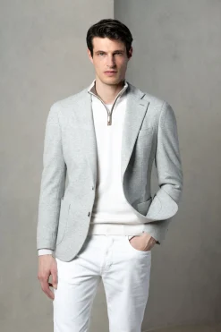 Veste en jersey pied-de-poule gris clair - Made in Italy