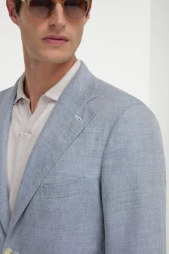 Veste en laine et lin bleu clair - Made in Italy