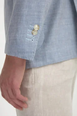 Veste en laine et lin bleu clair - Made in Italy
