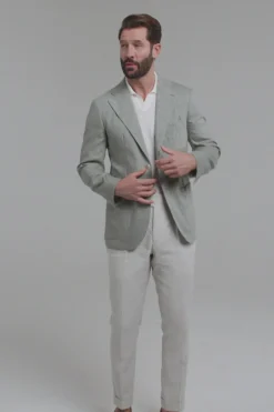 Veste en laine et lin Sauge - Made in Italy