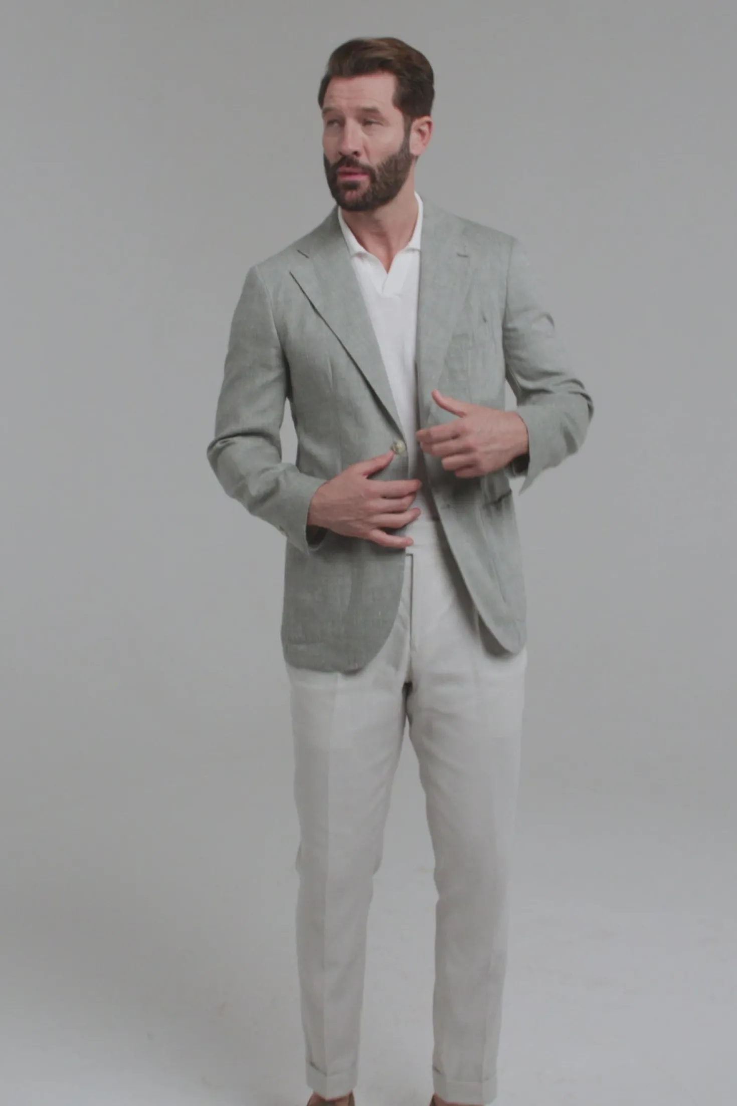 Veste en laine et lin Sauge - Made in Italy