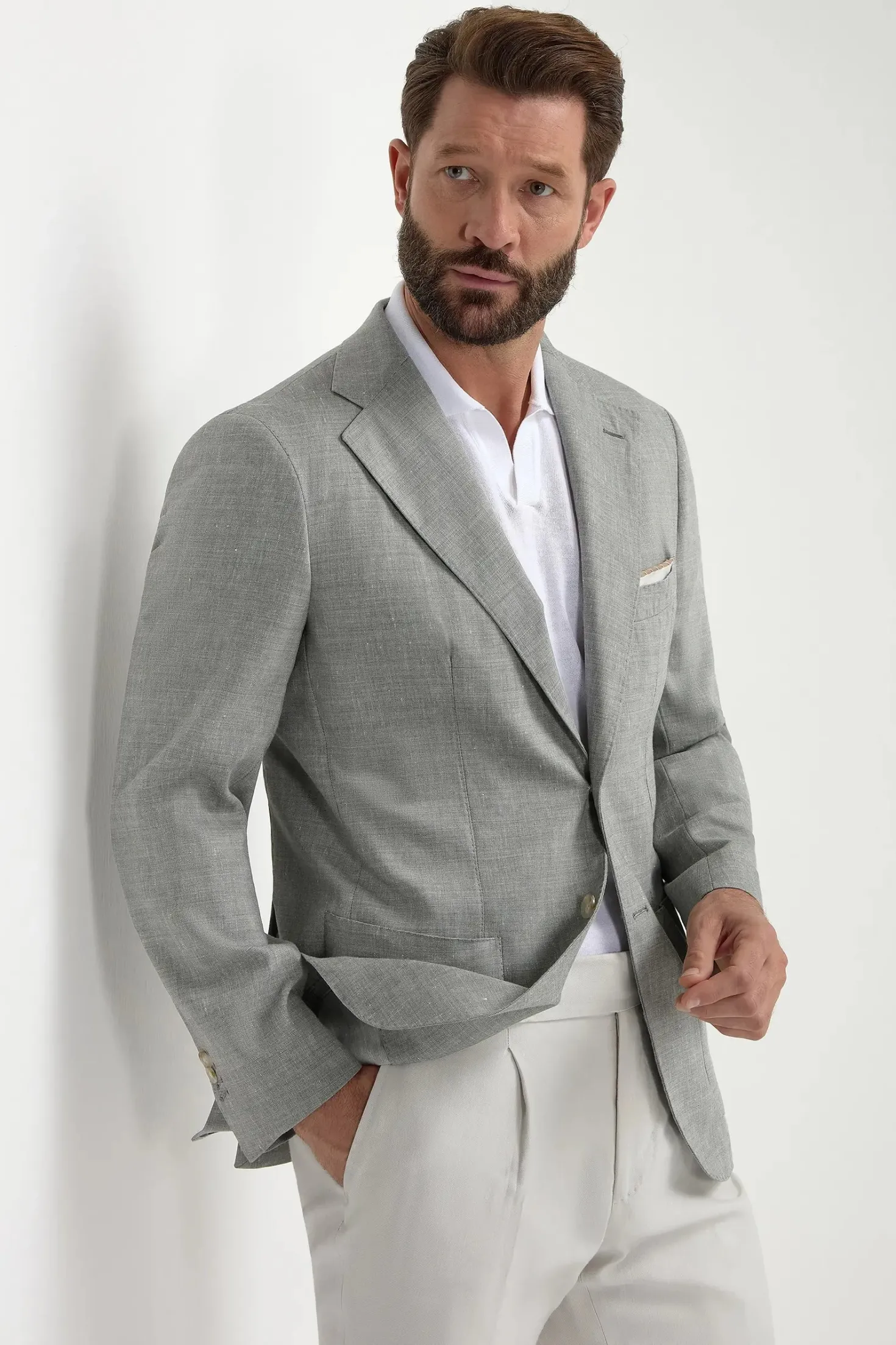 Veste en laine et lin Sauge - Made in Italy