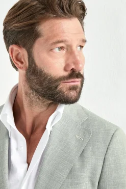 Veste en laine, soie et lin Sauge - Made in Italy