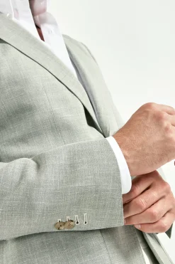 Veste en laine, soie et lin Sauge - Made in Italy