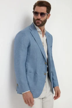 Veste en lin bleu clair - Made in Italy