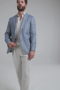 Veste en lin bleu clair - Made in Italy