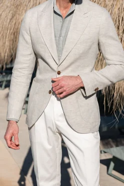 Veste en lin Stone à chevrons « Soragna Collection » - Made in Italy
