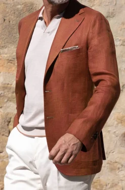 Veste en lin terracotta - Made in Italy