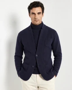 Veste en maille bleue - laine et cachemire - Made in Italy