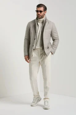 Veste matelassée en laine et cachemire beige - Made in Italy