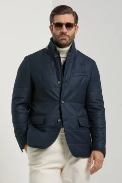 Veste matelassée en laine et cachemire bleue - Made in Italy