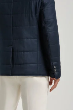 Veste matelassée en laine et cachemire bleue - Made in Italy