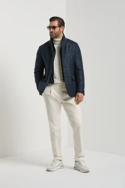 Veste matelassée en laine et cachemire bleue - Made in Italy
