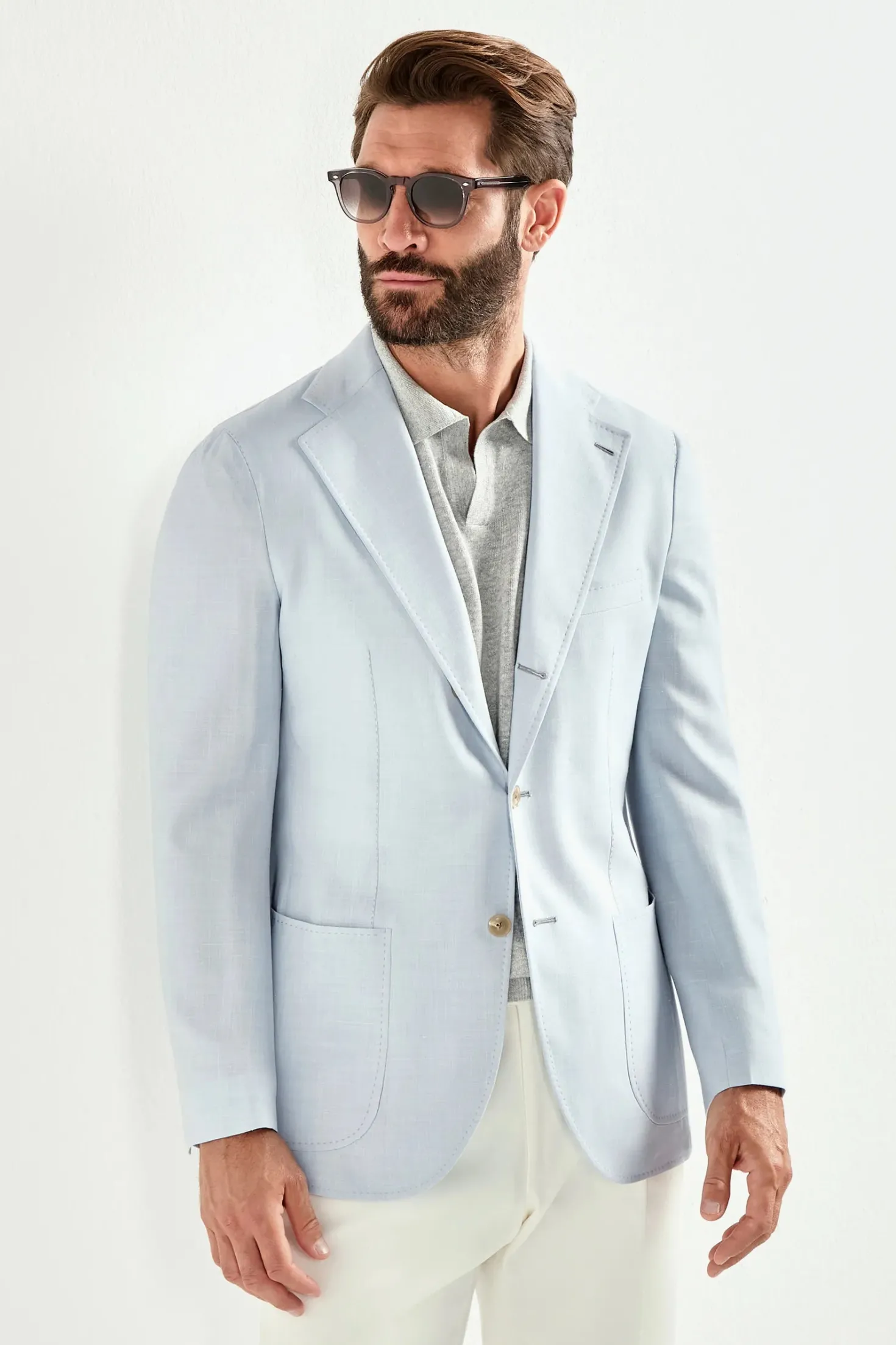 Veste napolitaine bleu glacier - Made in Italy