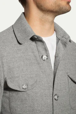Veste safari grise en flanelle Super 180s – Made in Italy