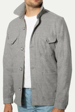Veste safari grise en flanelle Super 180s – Made in Italy