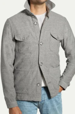 Veste safari grise en flanelle Super 180s – Made in Italy