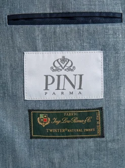 Veste vert d’eau à chevrons en laine, soie et lin - Made in Italy