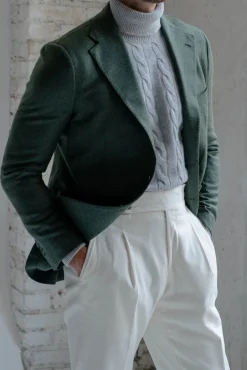 Veste verte en laine et cachemire - Made in Italy