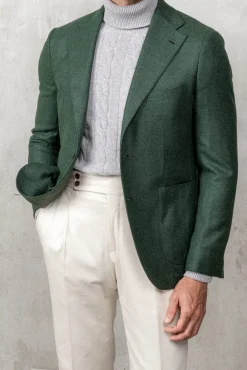 Veste verte en laine et cachemire - Made in Italy