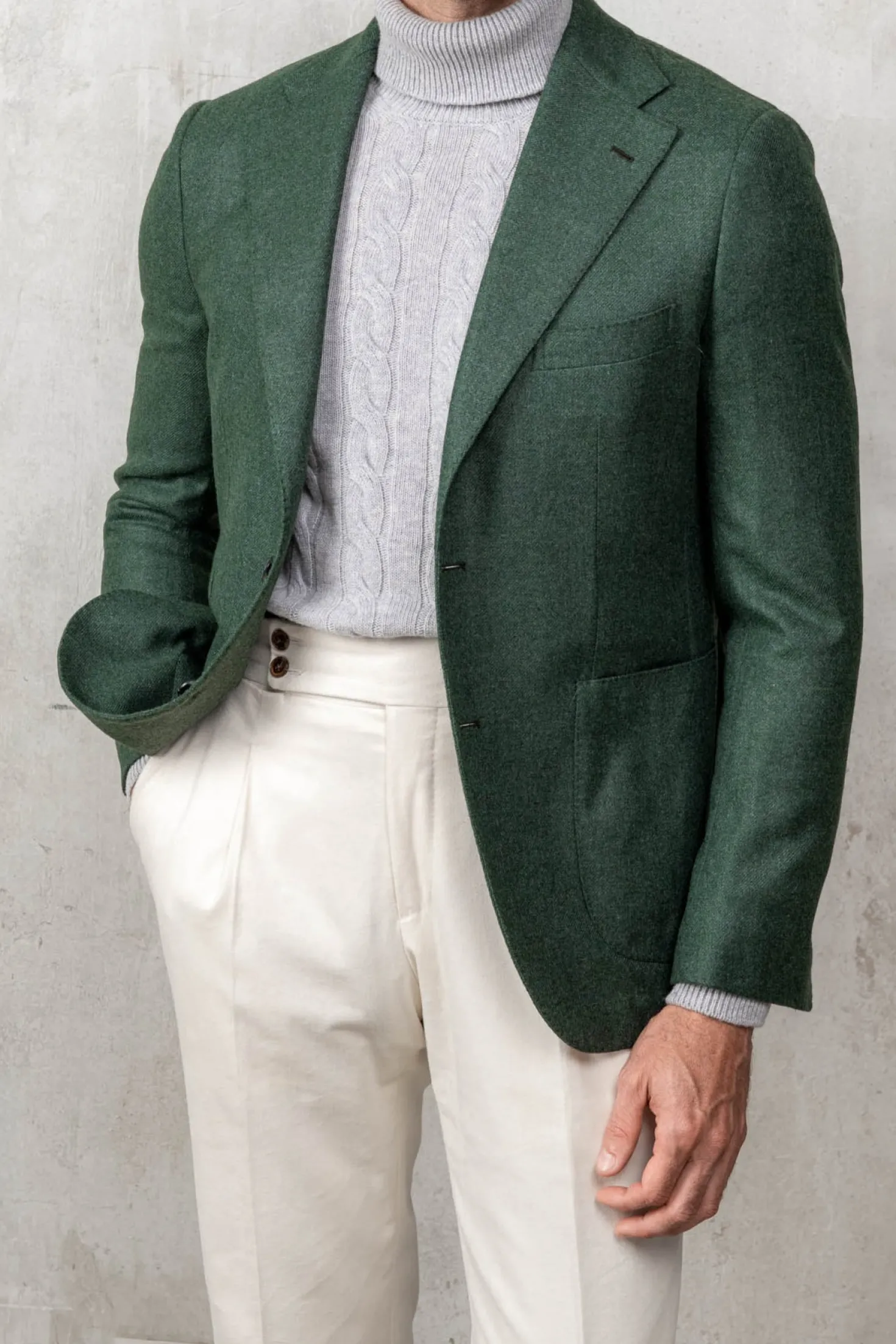 Veste verte en laine et cachemire - Made in Italy