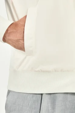 Veste zippée Blanc cassé en maille et nylon - Made in Italy