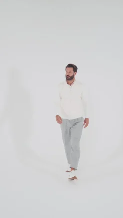 Veste zippée Blanc cassé en maille et nylon - Made in Italy